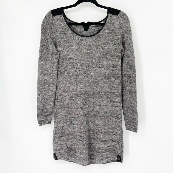 aiayu‎ Cashllama Sweater Dress Sz S Gray Scoop Neck Button Long Sleeve Pullover - Picture 1 of 7